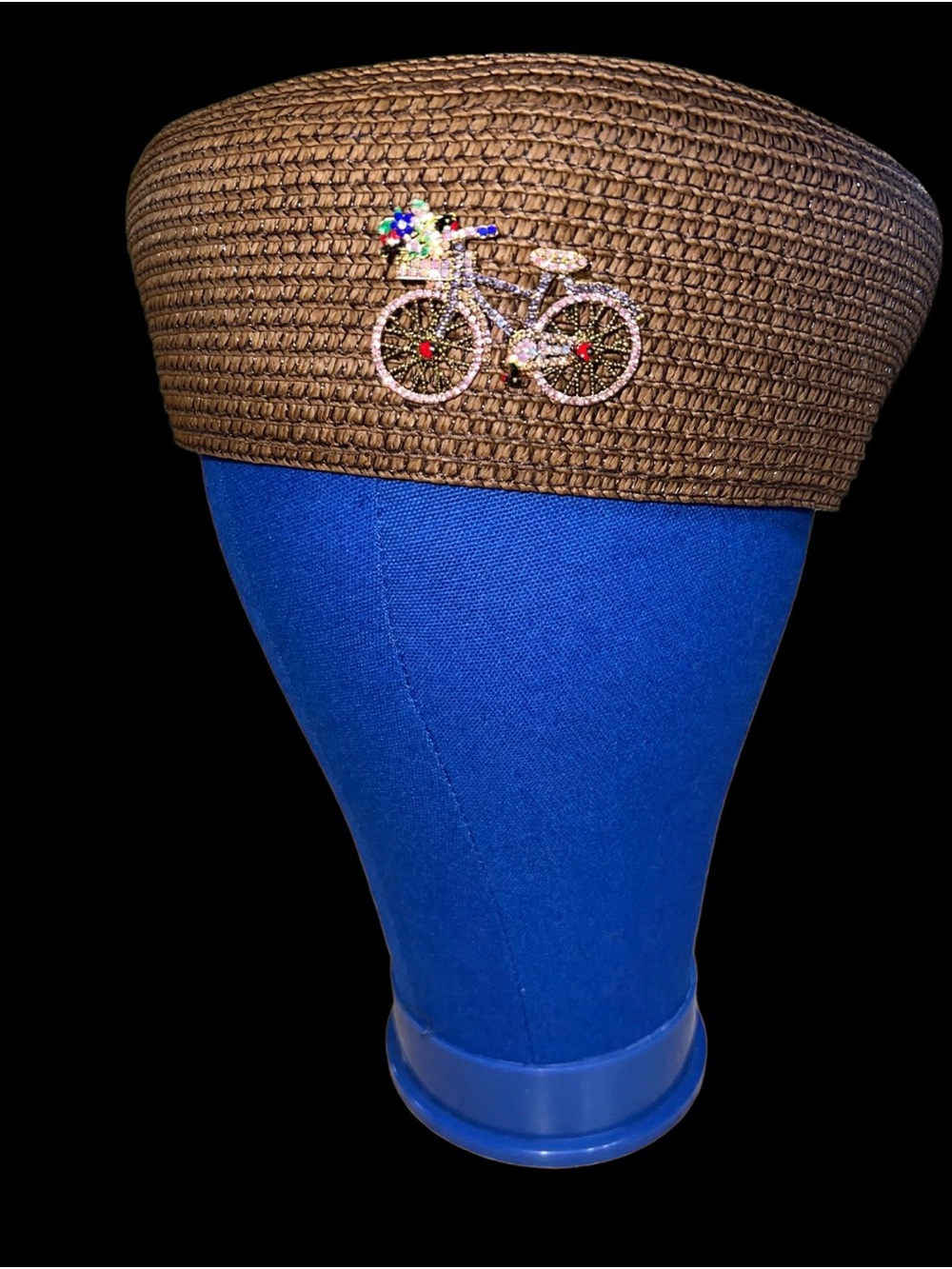 Embellished Women’s Straw Pillbox Hat - Brown